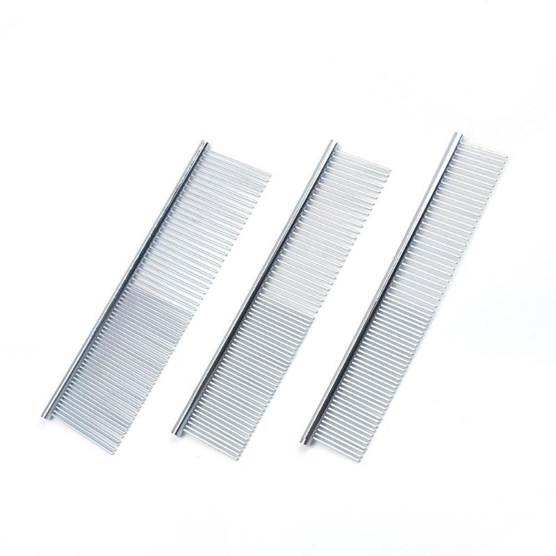 CLEAN WORLD Durable Stainless Steel Pet Grooming Comb Metal Straight Row Steel Dog Grooming Comb Dog Cat Cleaning Brush for Long Hair