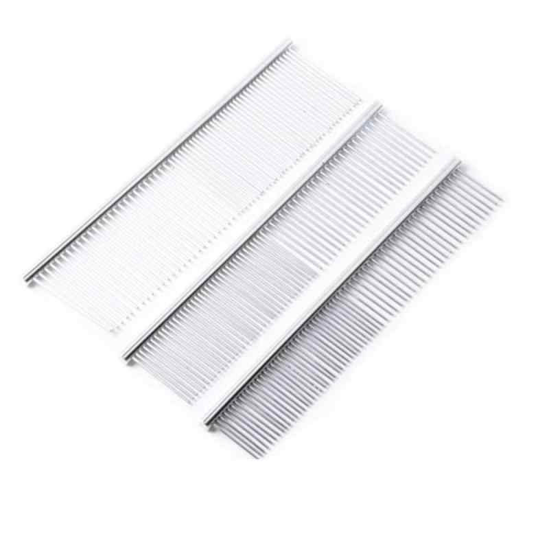 CLEAN WORLD Durable Stainless Steel Pet Grooming Comb Metal Straight Row Steel Dog Grooming Comb Dog Cat Cleaning Brush for Long Hair