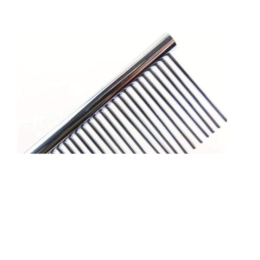 CLEAN WORLD Durable Stainless Steel Pet Grooming Comb Metal Straight Row Steel Dog Grooming Comb Dog Cat Cleaning Brush for Long Hair