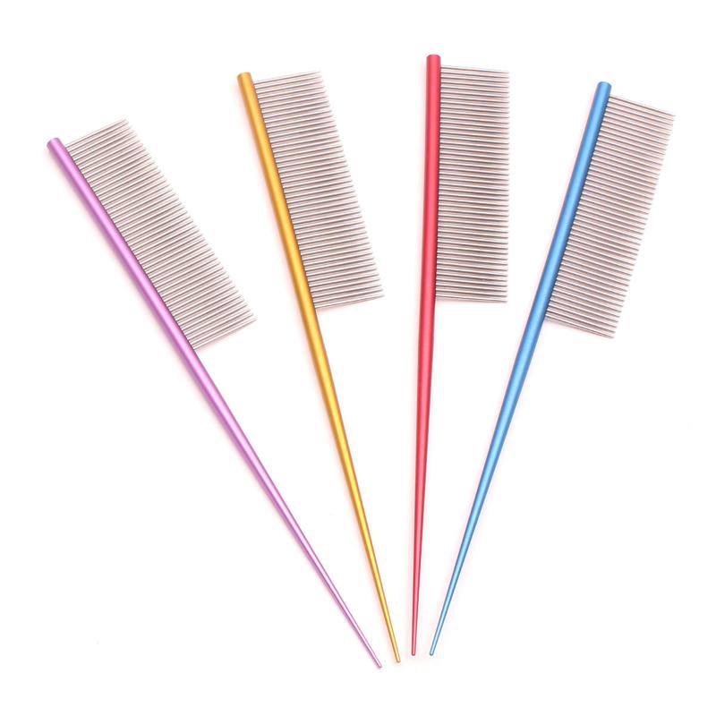 CLEAN WORLD Factory Wholesale Custom Logo Stainless Steel Cat Pin Hair Comb Metal Dog Pet Grooming Comb