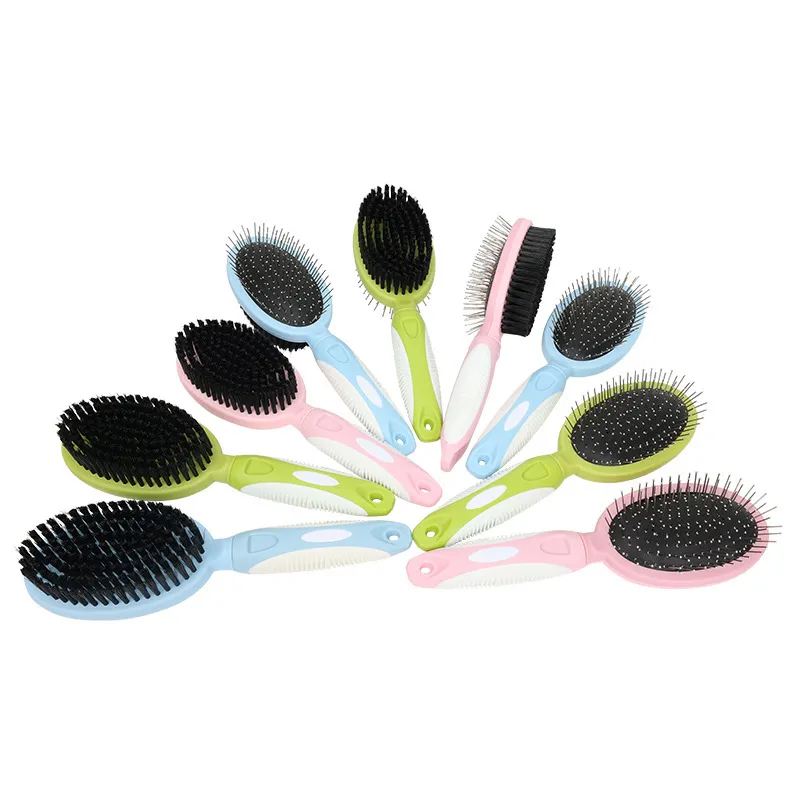 CLEAN WORLD Double Sided Steel Needle Pet Comb，Dog Hair Grooming Detangler Brush