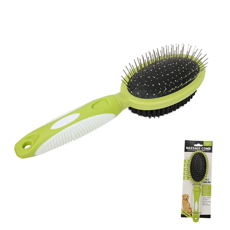 CLEAN WORLD Double Sided Steel Needle Pet Comb，Dog Hair Grooming Detangler Brush