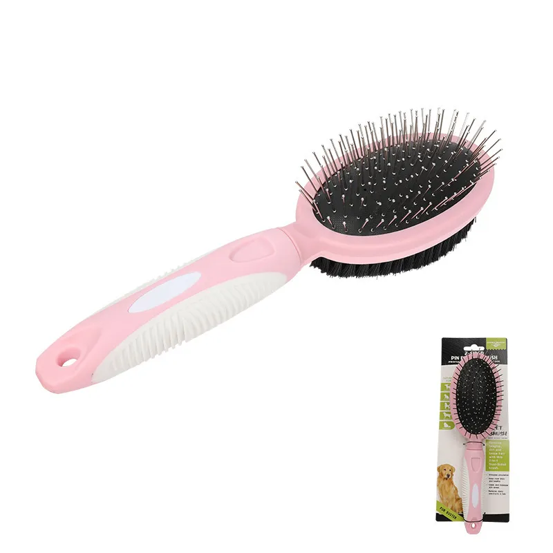 CLEAN WORLD Double Sided Steel Needle Pet Comb，Dog Hair Grooming Detangler Brush