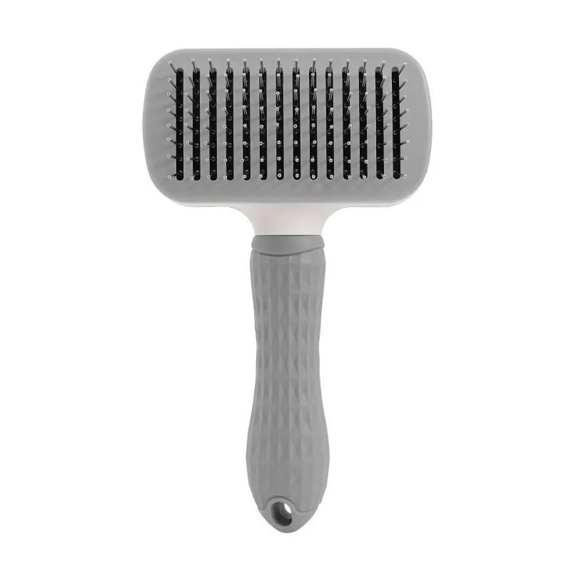CLEAN WORLD Stainless Steel Self-Cleaning Pet Comb, One Key Release Dog Brush For Floating Hair Removal