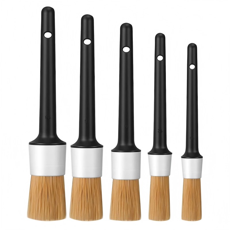 CLEAN WORLD Car detailing brush, Car Detailing Brush Set 3-pc - Scratch-Free Boars Hair for Interior and Exterior Work - Pro Quality Car Cleaning Brush Kit for Leather Seats, Dashboards, Wheels, Grills and Paint