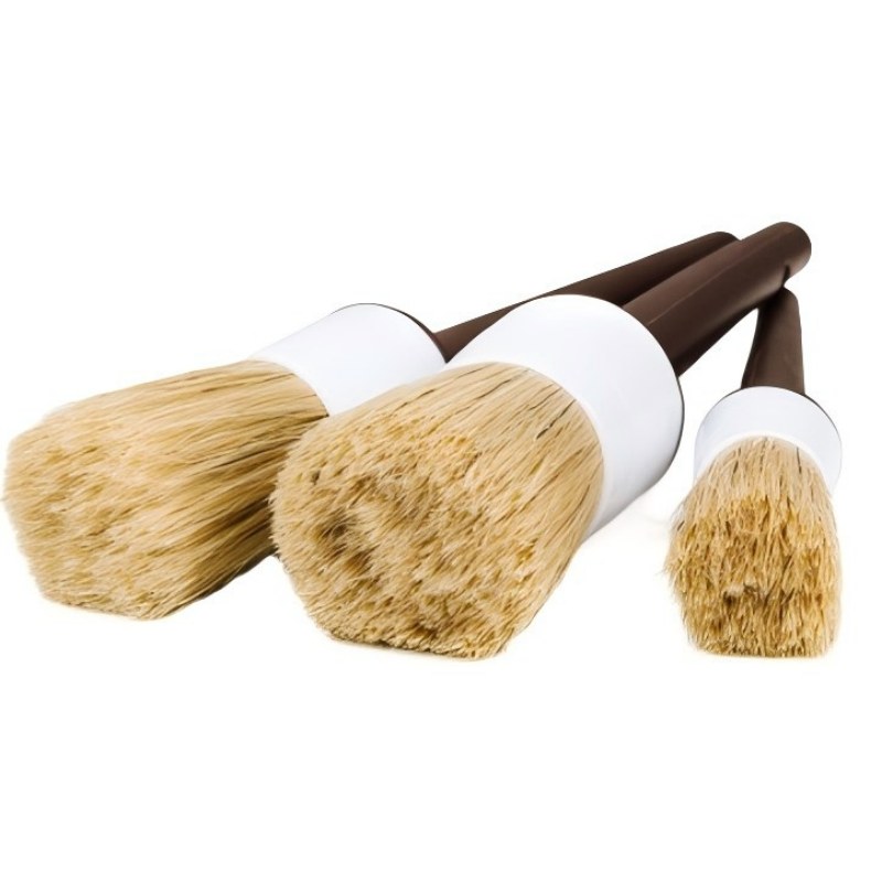 CLEAN WORLD Car detailing brush, Car Detailing Brush Set 3-pc - Scratch-Free Boars Hair for Interior and Exterior Work - Pro Quality Car Cleaning Brush Kit for Leather Seats, Dashboards, Wheels, Grills and Paint