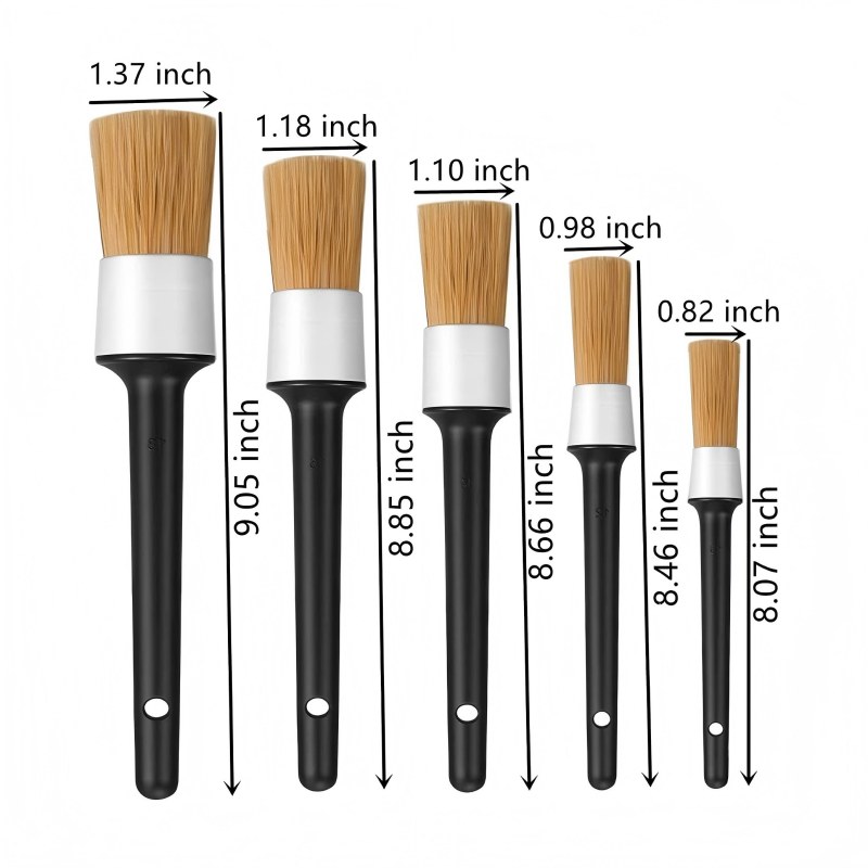 CLEAN WORLD Car detailing brush, Car Detailing Brush Set 3-pc - Scratch-Free Boars Hair for Interior and Exterior Work - Pro Quality Car Cleaning Brush Kit for Leather Seats, Dashboards, Wheels, Grills and Paint