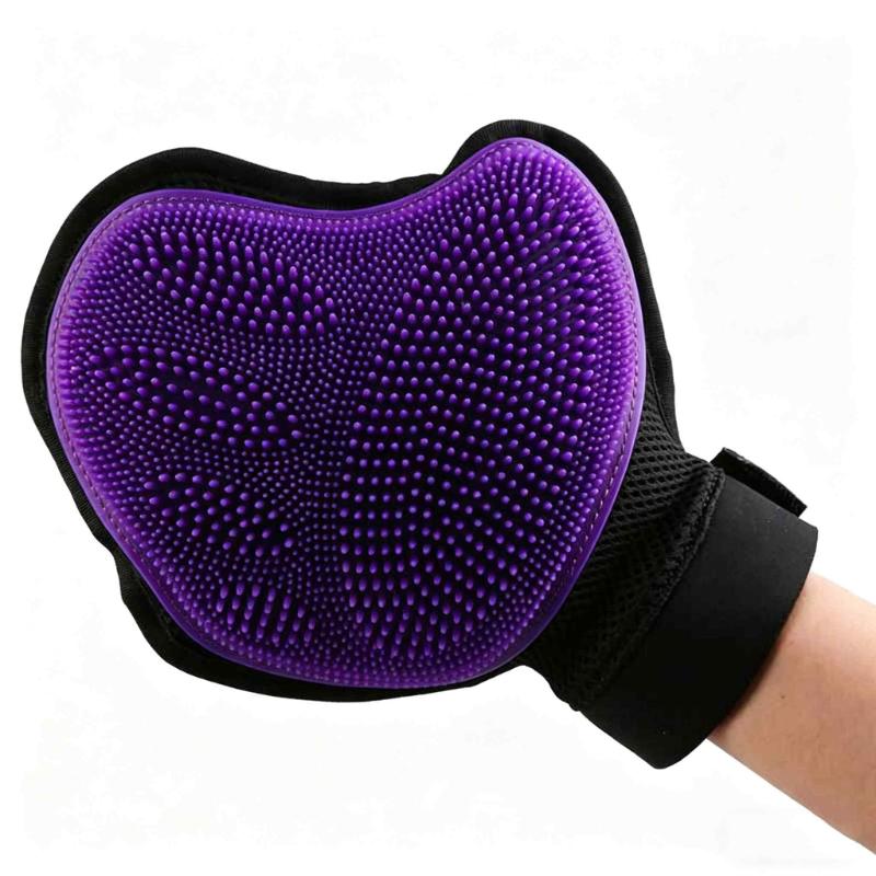 CLEAN WORLD Grooming Glove Pet Fur Cleaning Glove Dog Cat Deshedding Brush Glove with Silicone Grooming Tips Pet Fur Remover