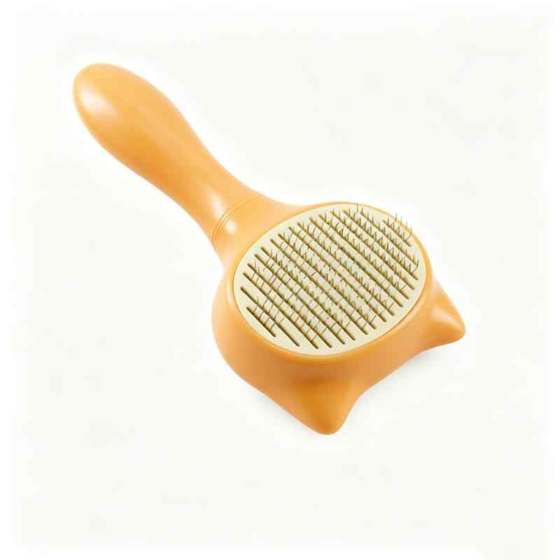 CLEAN WORLD New Cute Cat Shape Pet Button Comb Dog Cat Self Cleaning Slicker Grooming Brush