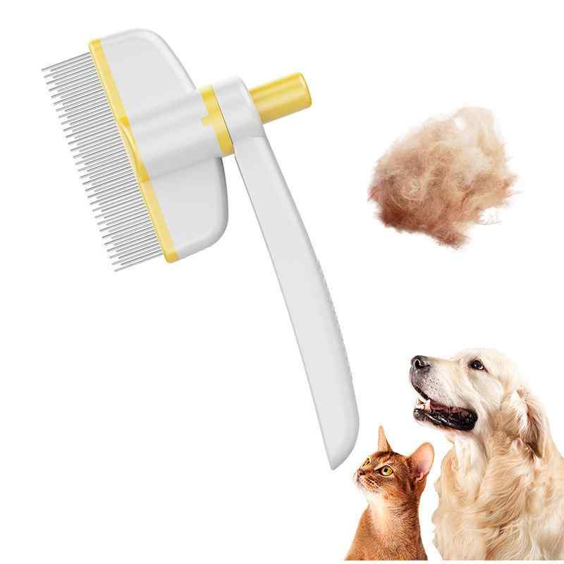 CLEAN WORLD Pet Hair Removal Comb, Cat Grooming Brush, Pet Comb with Long Short Stainless Steel Metal Teeth, Pet Grooming Supplies for Cat, Dog