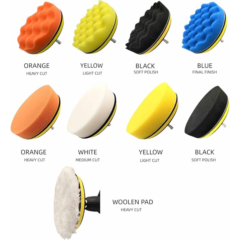 CLEAN WORLD Industrial Drill Brush Sponge Polishing Pads for Car Wheel Hub Cleaning Car Tool Waxing Pad