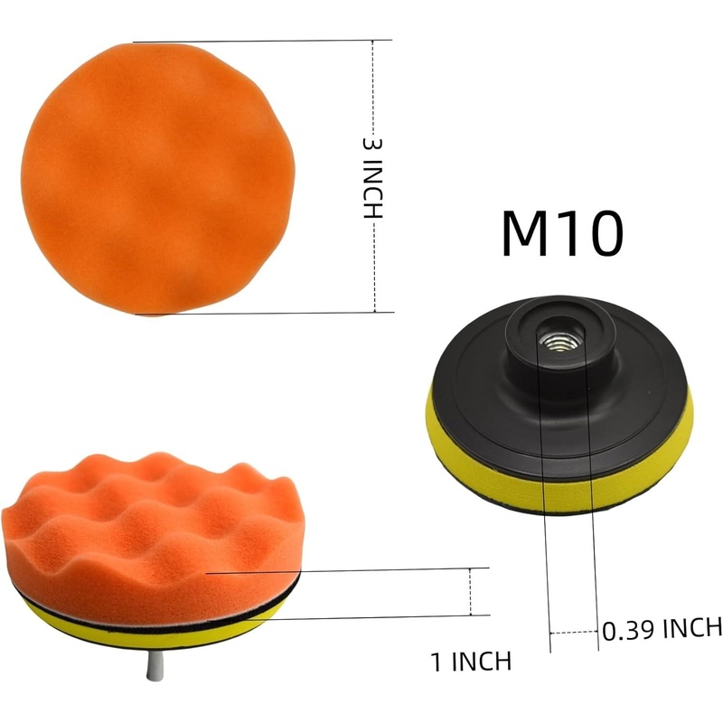 CLEAN WORLD Industrial Drill Brush Sponge Polishing Pads for Car Wheel Hub Cleaning Car Tool Waxing Pad