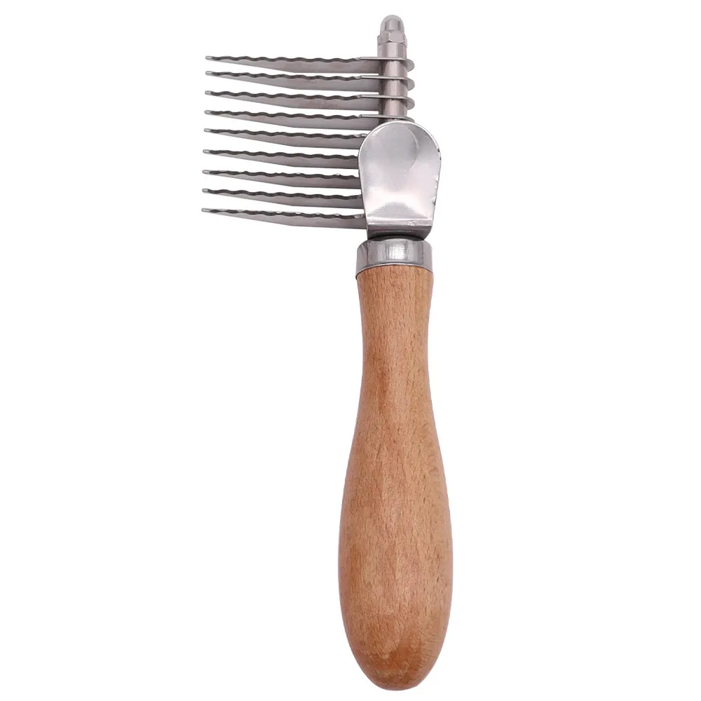 CLEAN WORLD Wooden Handle Pet Knot Comb, Dog Cat Detangling Brush Special for Matted Hair & Shedding Removal