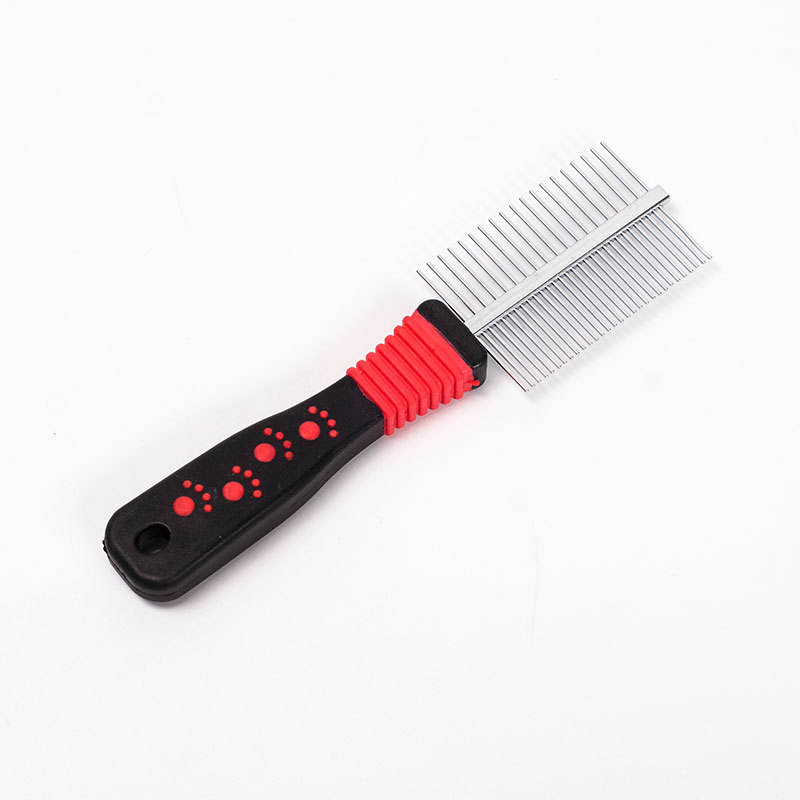 CLEAN WORLD Plastic Handle Stainless Steel Pet Hair Combs Cat Dog Double Side Design Hair Grooming Comb