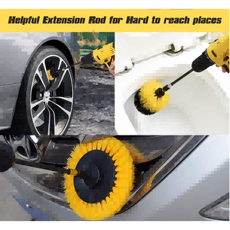 CLEAN WORLD Industrial Drill Brush 9 Pieces Power Scrubber Electric Drill Cleaning Brushes Set Cleaning Tile Floor Toilet Kitchen Brush Fixing Drill