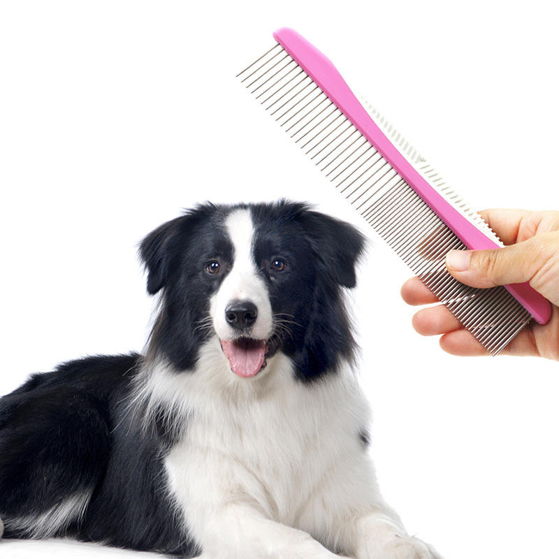 CLEAN WORLD Hot Sale Stainless Steel Pet Comb Plastic Handle Pet Grooming Tools for Large Medium Small Dogs Cats with Rounded Teeth
