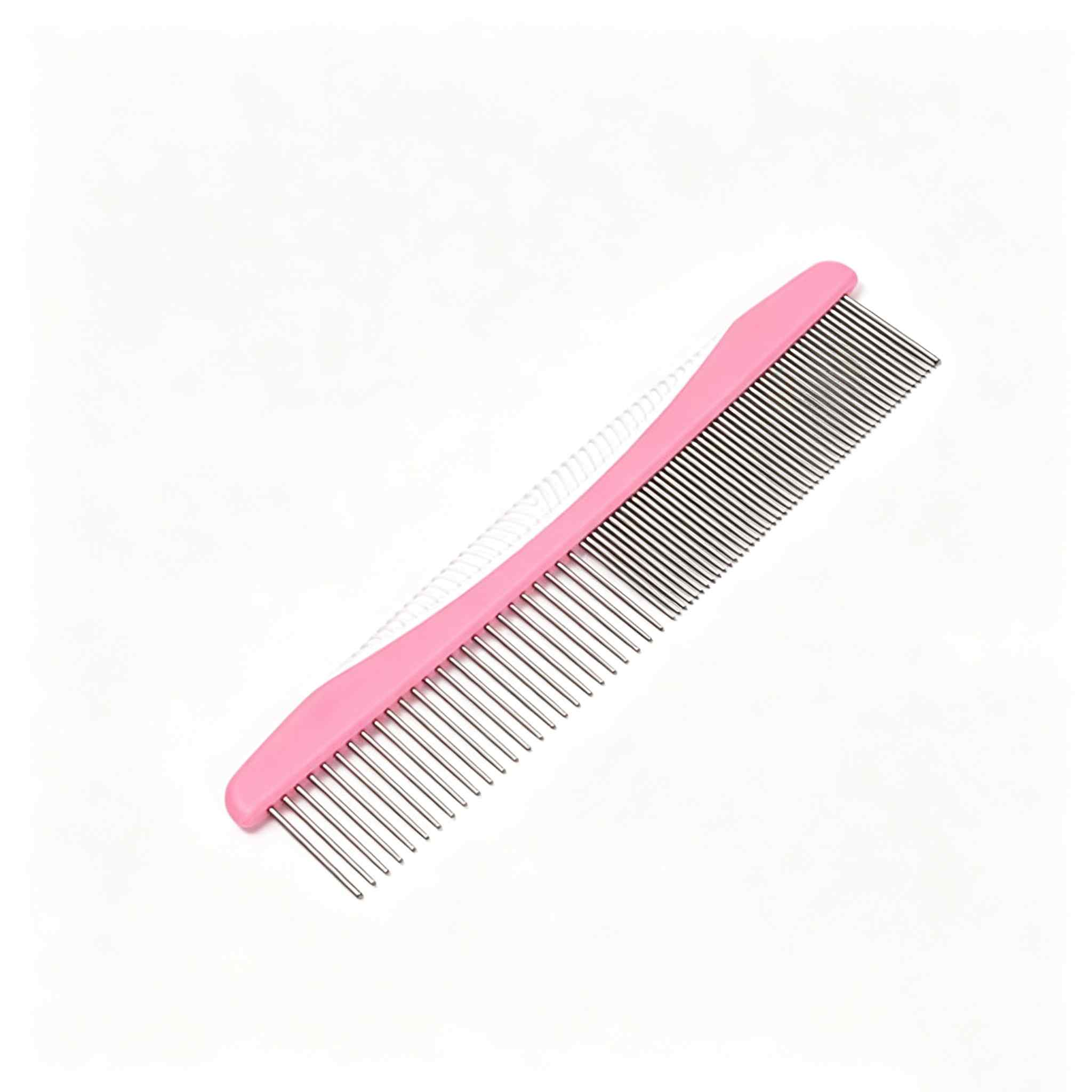 CLEAN WORLD Hot Sale Stainless Steel Pet Comb Plastic Handle Pet Grooming Tools for Large Medium Small Dogs Cats with Rounded Teeth