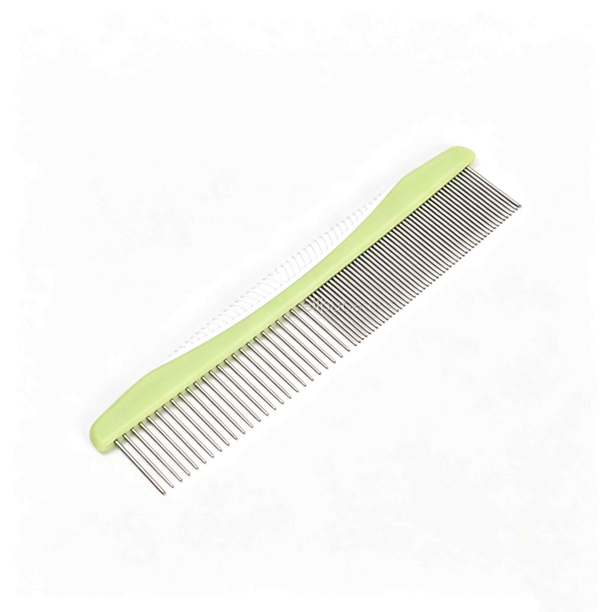 CLEAN WORLD Hot Sale Stainless Steel Pet Comb Plastic Handle Pet Grooming Tools for Large Medium Small Dogs Cats with Rounded Teeth