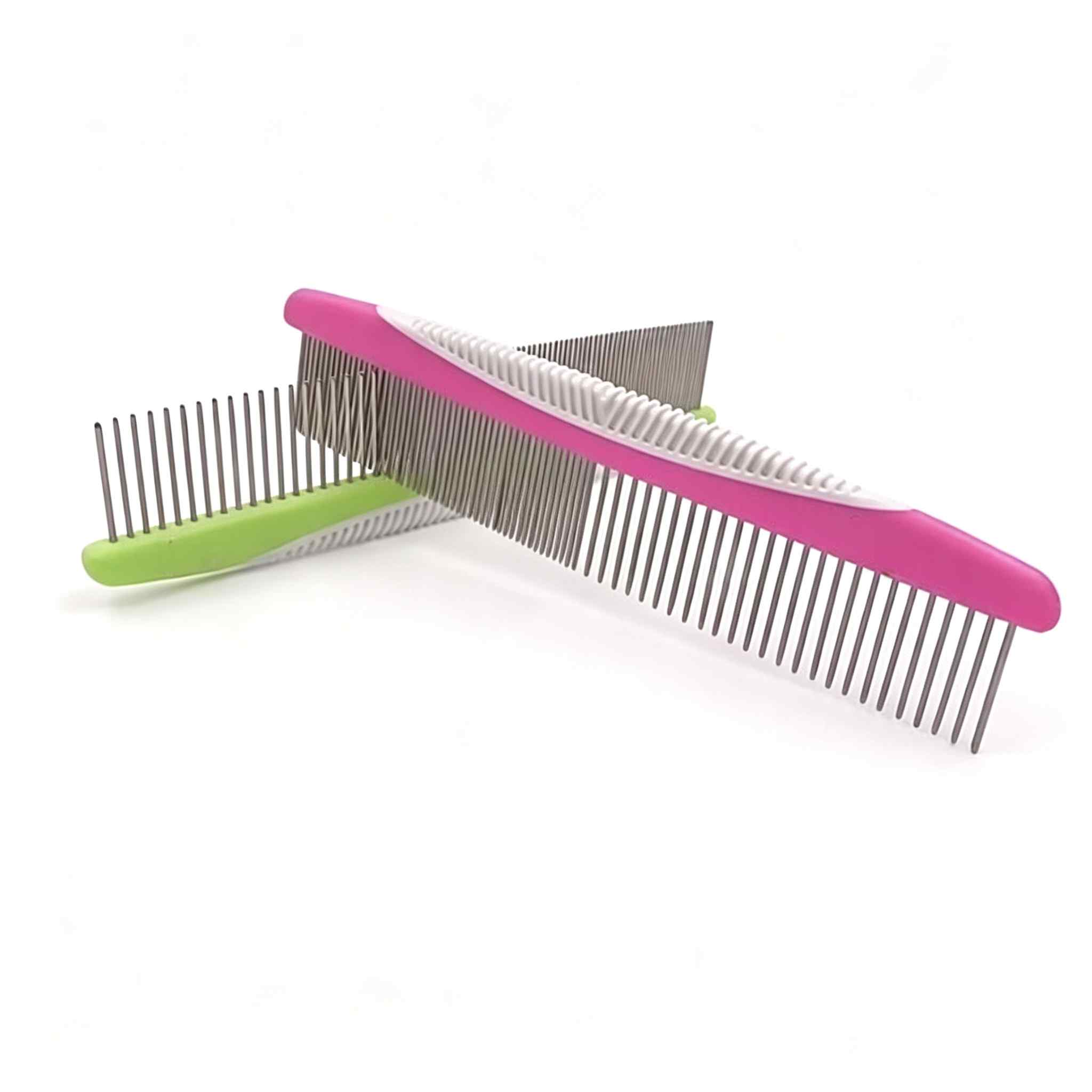 CLEAN WORLD Hot Sale Stainless Steel Pet Comb Plastic Handle Pet Grooming Tools for Large Medium Small Dogs Cats with Rounded Teeth