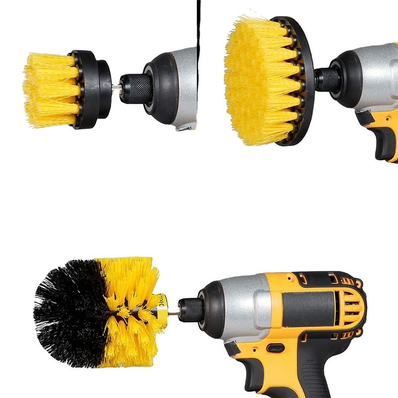 CLEAN WORLD Industrial Drill Brush Best Selling 3-Piece Handheld Drill Clean Brush Power Scrubber Set with PP Bristles Eco-Friendly for Household Cleaning