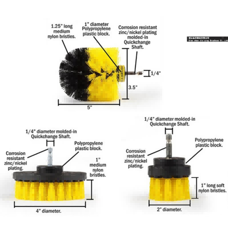 CLEAN WORLD Industrial Drill Brush Best Selling 3-Piece Handheld Drill Clean Brush Power Scrubber Set with PP Bristles Eco-Friendly for Household Cleaning