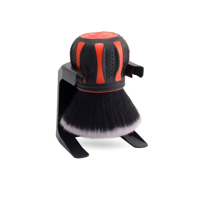CLEAN WORLD Car detailing brush, Ultra Soft Detailing Brush, Car Detail Brush, Orange Handle XL Synthetic Brush - Ultra Soft Bristles, Comes with Storage Rack, Covers Large Area Inside or Outside Vehicles