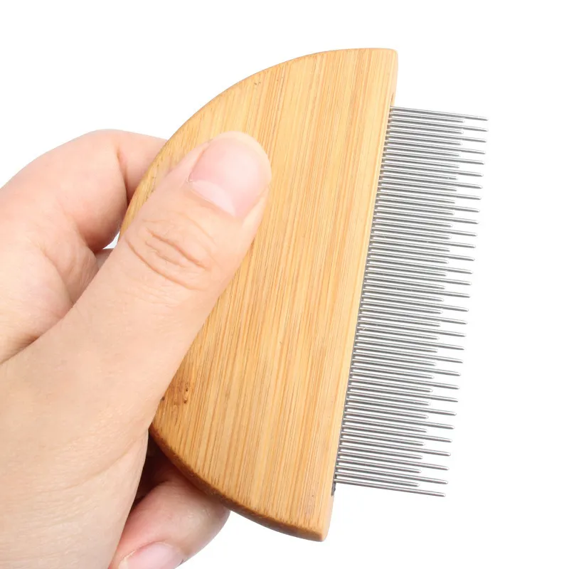 CLEAN WORLD Bamboo Wood Handle Pet Comb Anti-tangle Grooming Brush For Cat Dog Removes Loose Hair