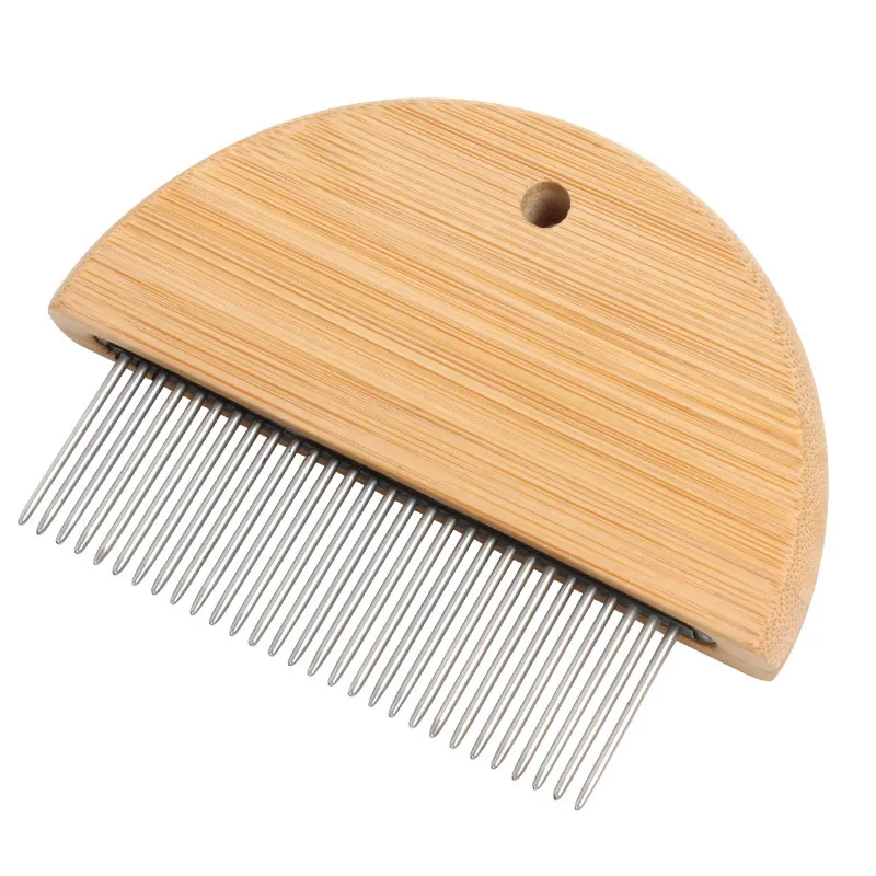 CLEAN WORLD Bamboo Wood Handle Pet Comb Anti-tangle Grooming Brush For Cat Dog Removes Loose Hair