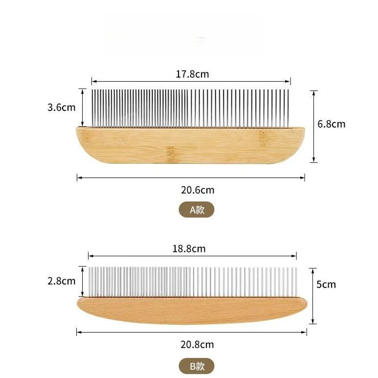 CLEAN WORLD Bamboo Wood Handle Cat Comb Floating Hair Removal Knotting Comb Pet Grooming Tool