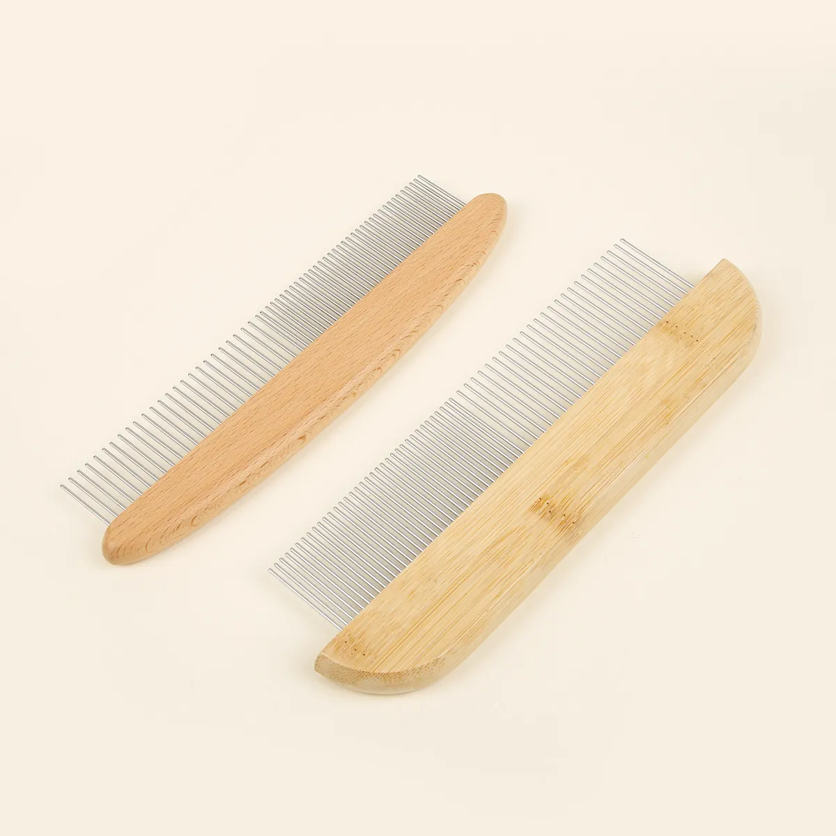 CLEAN WORLD Bamboo Wood Handle Cat Comb Floating Hair Removal Knotting Comb Pet Grooming Tool