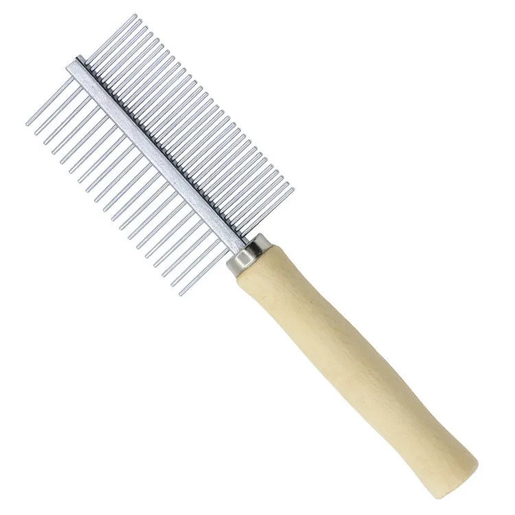 CLEAN WORLD Solid Wood Handle Flea Comb Fine Tooth Pet Row Comb For Cat Dog Grooming