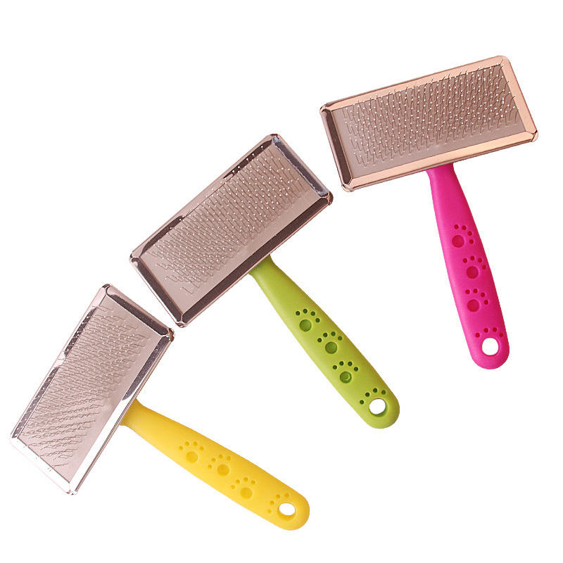 CLEAN WORLD Multi Color Needle Comb Stainless Knot Hair Removal Pet Massage Grooming Brush