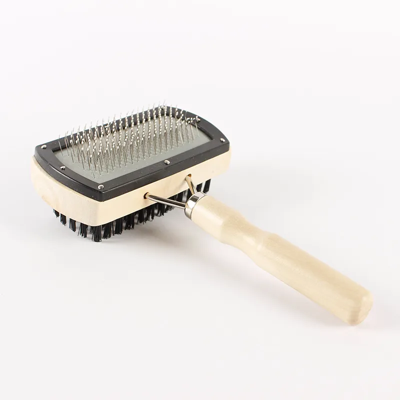 CLEAN WORLD Double Sided Pet Comb Anti Static Massage Detangling Brush for Teddy Golden Retriever Cat Dog Grooming