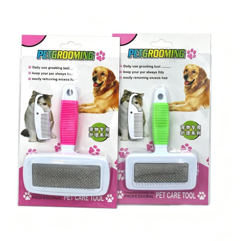 CLEAN WORLD Hot Selling Plastic Security Dog Cleaning Kit Two-color Fashion Pet Grooming Brush Set