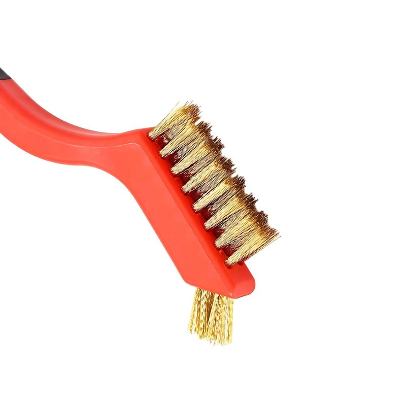 CLEAN WORLD Industrial Wire Brush Wire Brush Set 3Pcs Nylon Brass Stainless Steel Bristles with Curved Handle Grip for Rust Dirt and Paint Scrubbing