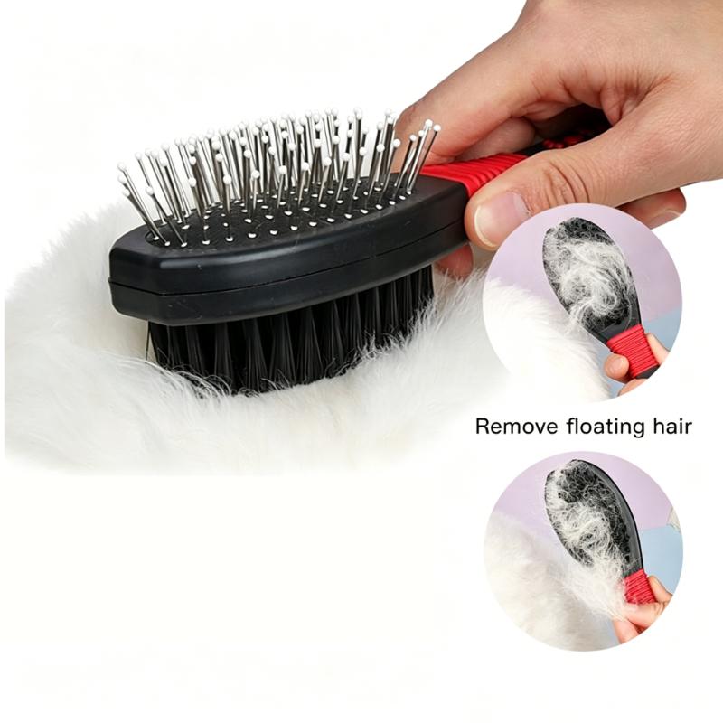 CLEAN WORLD Factory Wholesale Custom Logo Plastic Double Sided Cat Needle Brush Dog Pet Grooming Brush