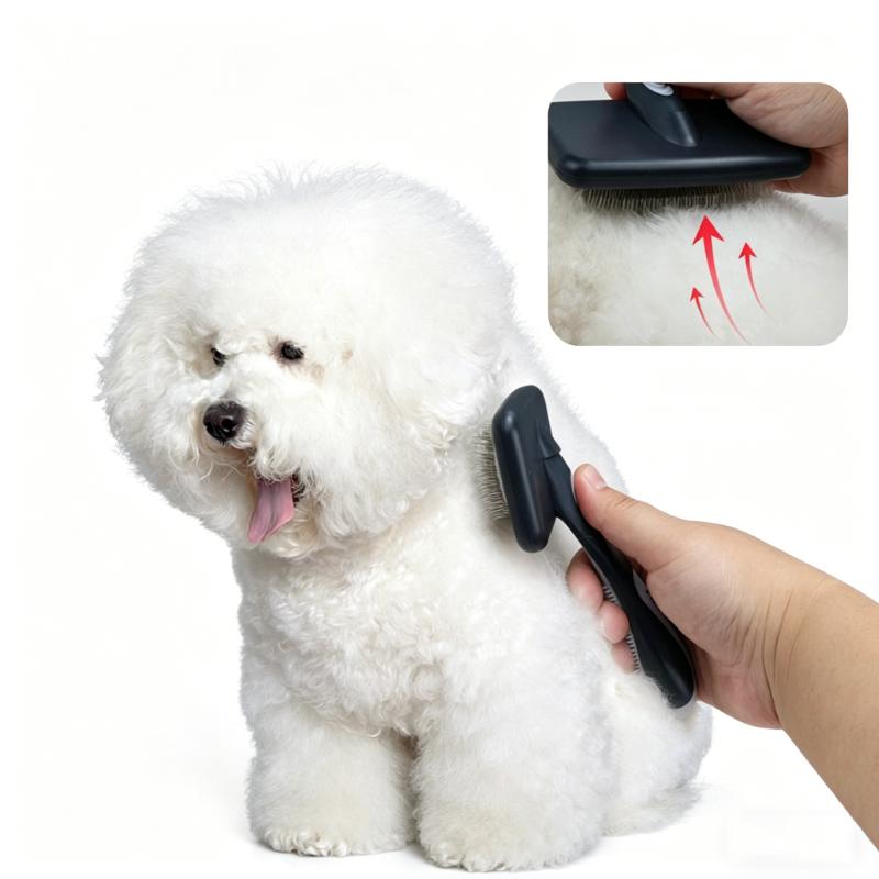 CLEAN WORLD Soft Pet Massage Grooming Pin Brush Dog Cat Long Slicker Brush for Dematting, Shedding Fur