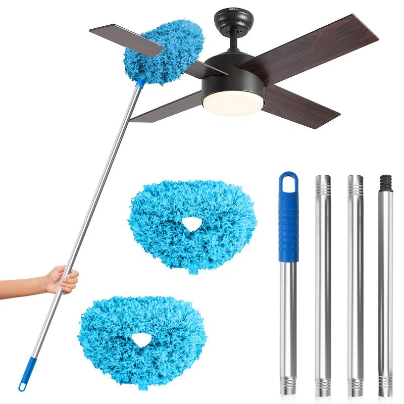 CLEAN WORLD Ceiling Fan Cleaner Duster Flexible Telescopic Extension Pole Dust Removal Brush for Cleaning Walls Bookshelves Door Window