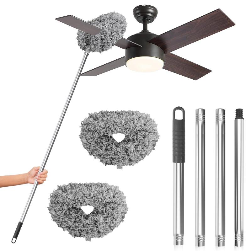 CLEAN WORLD Ceiling Fan Cleaner Duster Flexible Telescopic Extension Pole Dust Removal Brush for Cleaning Walls Bookshelves Door Window