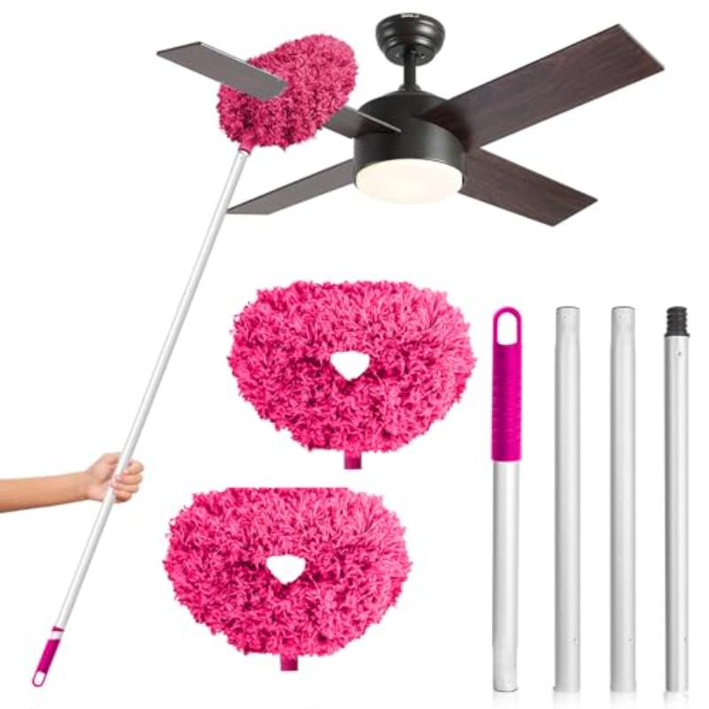 CLEAN WORLD Ceiling Fan Cleaner Duster Flexible Telescopic Extension Pole Dust Removal Brush for Cleaning Walls Bookshelves Door Window