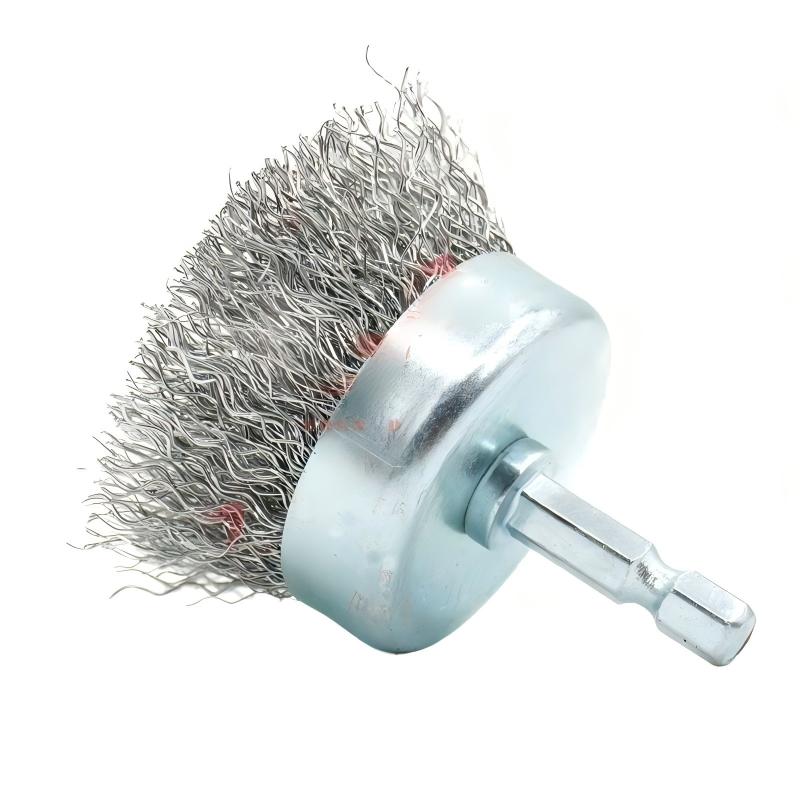 CLEAN WORLD Industrial Deburring Brush Eco-Friendly Hand Deburring Polishing Cleaning Industrial Crimped Brass Wire Cup Brushes with Shaft