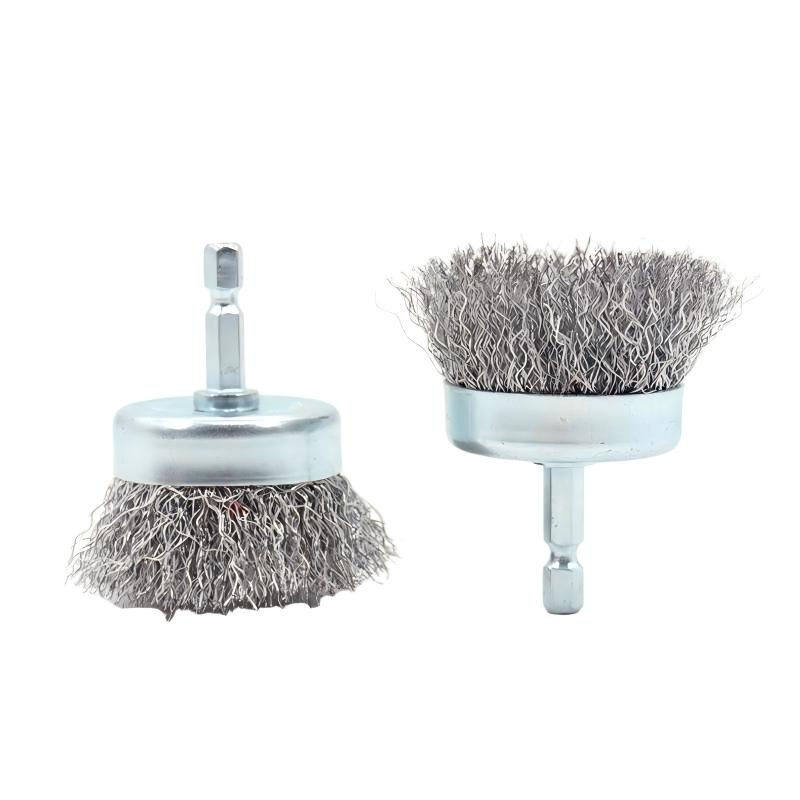 CLEAN WORLD Industrial Deburring Brush Eco-Friendly Hand Deburring Polishing Cleaning Industrial Crimped Brass Wire Cup Brushes with Shaft