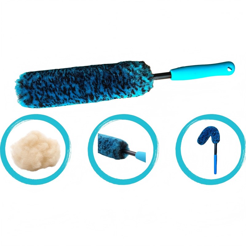 CLEAN WORLD Car wheel brush, Professional 4 Pack Long Handle Wheel Brush Kit for Cleaning Wheel and Tire- 2X Soft Wheel Cleaning Brush, Detailing Brush and Stiff Tire Brush, Bendable & Durable Wheel Rim Cleaner Brush Set