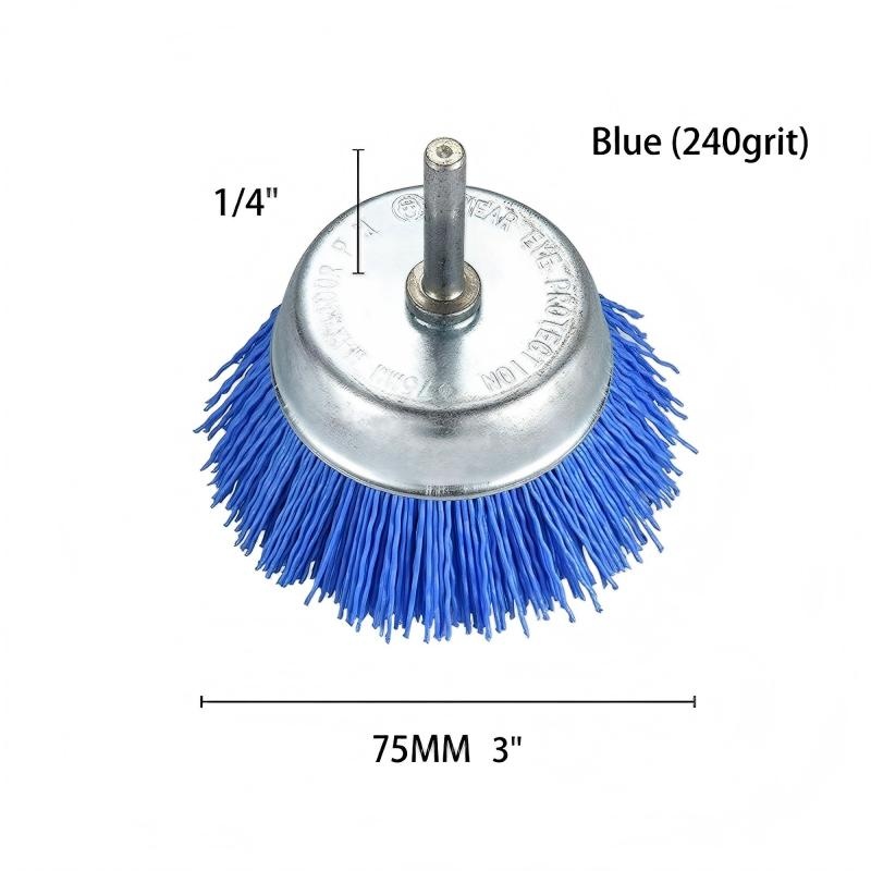 CLEAN WORLD Industrial Wire Brush 3 Inch Abrasive Wire Cup Brush Assorted Cup Brushes 3pcs Nylon Cup Brush for Drill