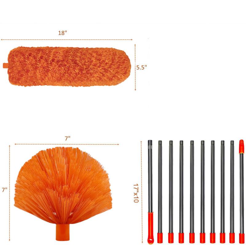 CLEAN WORLD Cobweb & Corner Brush Cleaning Duster Kit Feather and Microfiber Heads Telescopic Duster Set for Home Ceiling Fan Blinds Cleaning