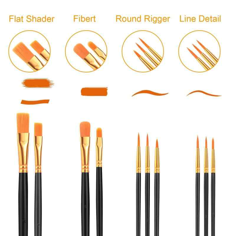 CLEAN WORLD Paint Brushes Set Nylon Hair Wooden Handle Watercolor Painting Brush for All Purpose Painting