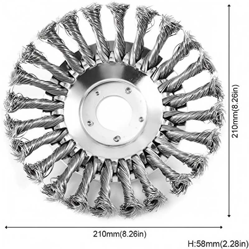 CLEAN WORLD Industrial Polishing Brush 8 Inch Stainless Steel Wire Brush Cutter Trimmer Head Replacement Garden Grass Weed Brush Cutting Head for Rust Removal Paving S