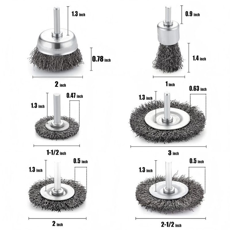 CLEAN WORLD Industrial Wire Brush Wire Brushes for Cleaning 1/4 Inch Arbor 0.012 Inch Coarse Carbon Steel Crimping Wire Wheel