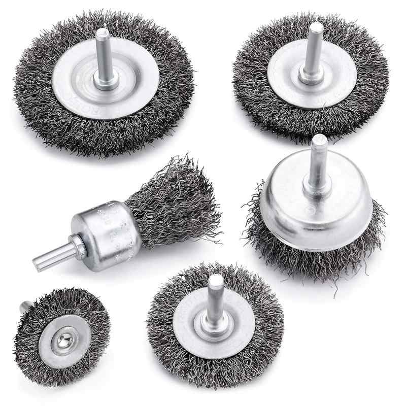 CLEAN WORLD Industrial Wire Brush Wire Brushes for Cleaning 1/4 Inch Arbor 0.012 Inch Coarse Carbon Steel Crimping Wire Wheel