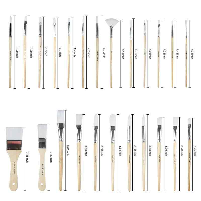 CLEAN WORLD Paint Brushes Set Wooden Handle Nylon Brushes or Professional Oil/Acrylic/Watercolor